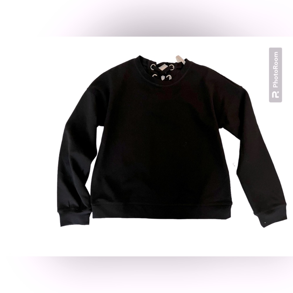 Tresics black lace back sweatshirt style NWT small